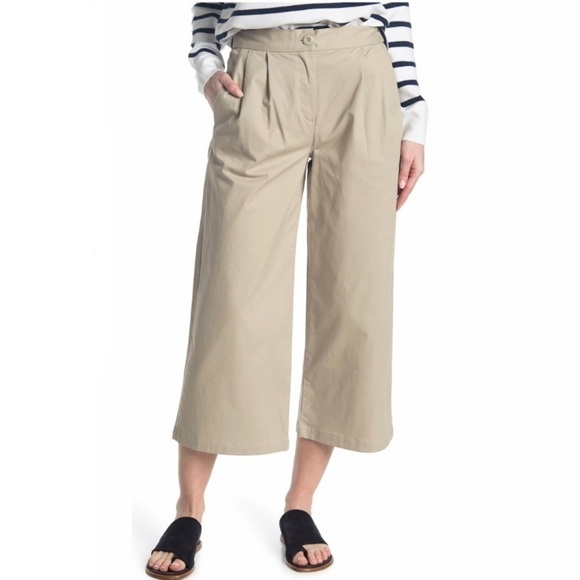 NWT French Connection • Macchiato Coltrane Wide Leg Cropped Cotton Trousers Sz 0 - Picture 14 of 14